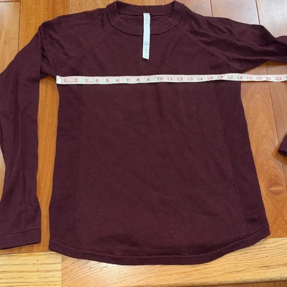 Lululemon Women's Burgundy Long Sleeve Merino‎ Wool Sweater Size 10